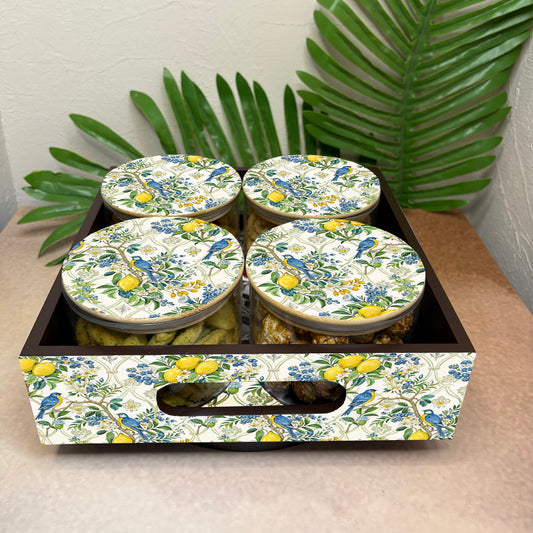 Jar Set : Glass Jars with Wooden Lid ( Round )