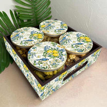 Jar Set : Glass Jars with Wooden Lid ( Round )
