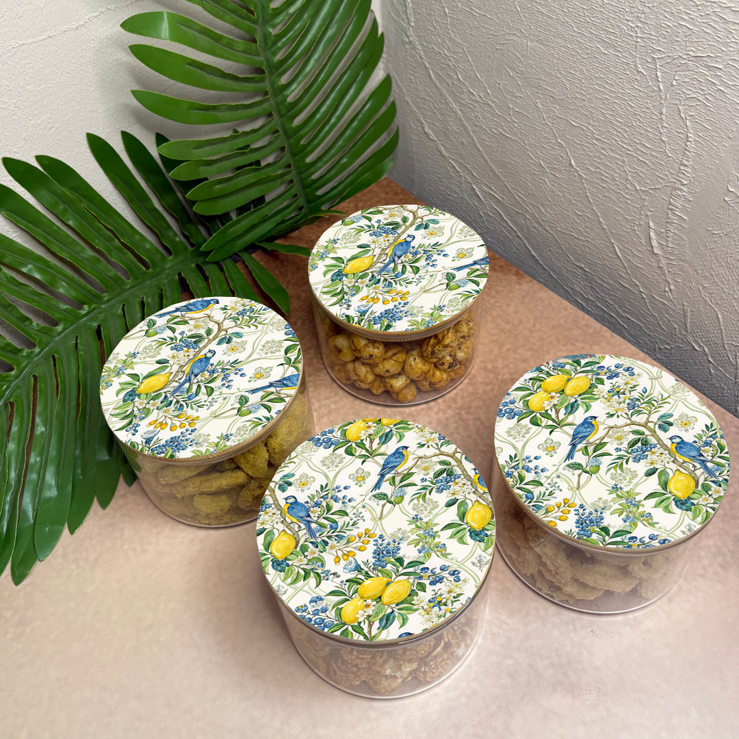 Jar Set : Glass Jars with Wooden Lid ( Round )