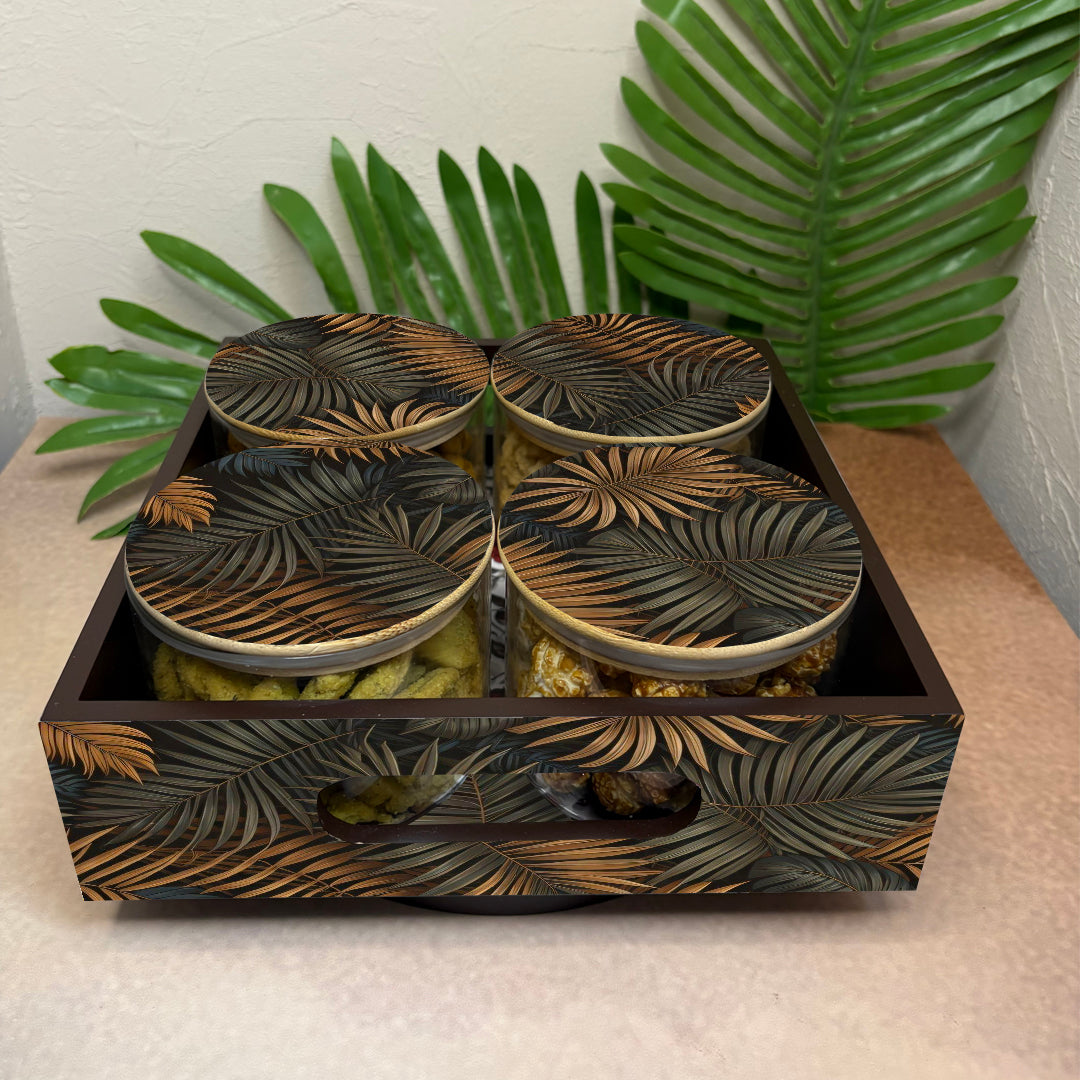 Jar Set : Glass Jars with Wooden Lid ( Round )