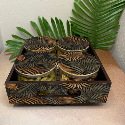 Jar Set : Glass Jars with Wooden Lid ( Round )