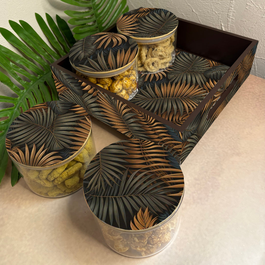 Jar Set : Glass Jars with Wooden Lid ( Round )