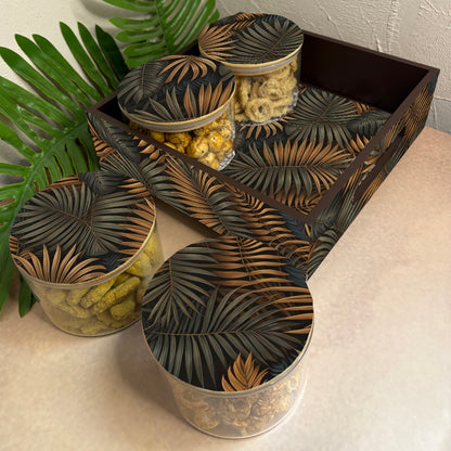 Jar Set : Glass Jars with Wooden Lid ( Round )