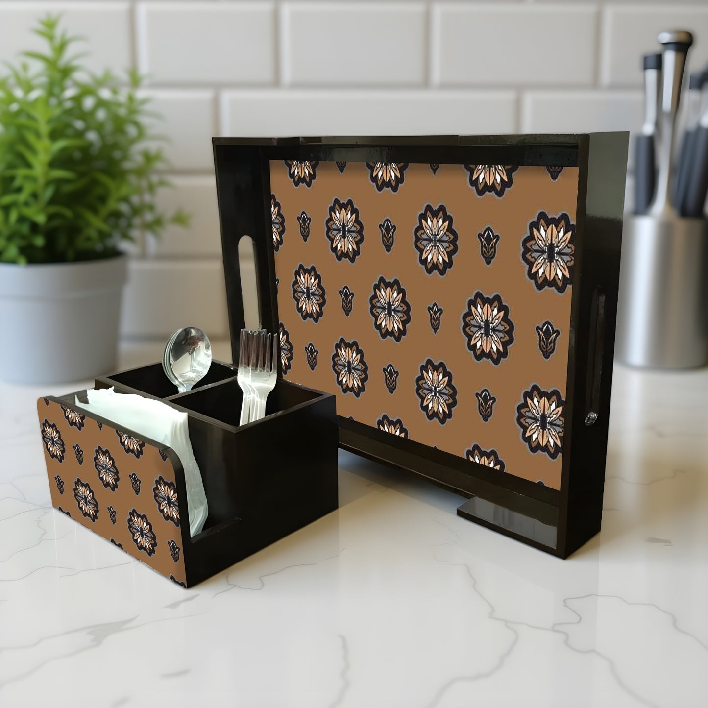 Combo - Serving Tray & Cutlery Holder