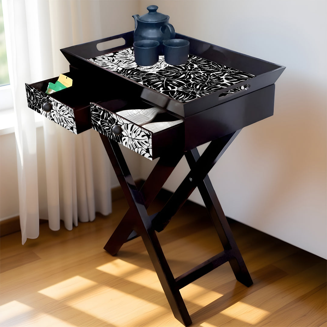 Butler Tray with Drawer & Stand