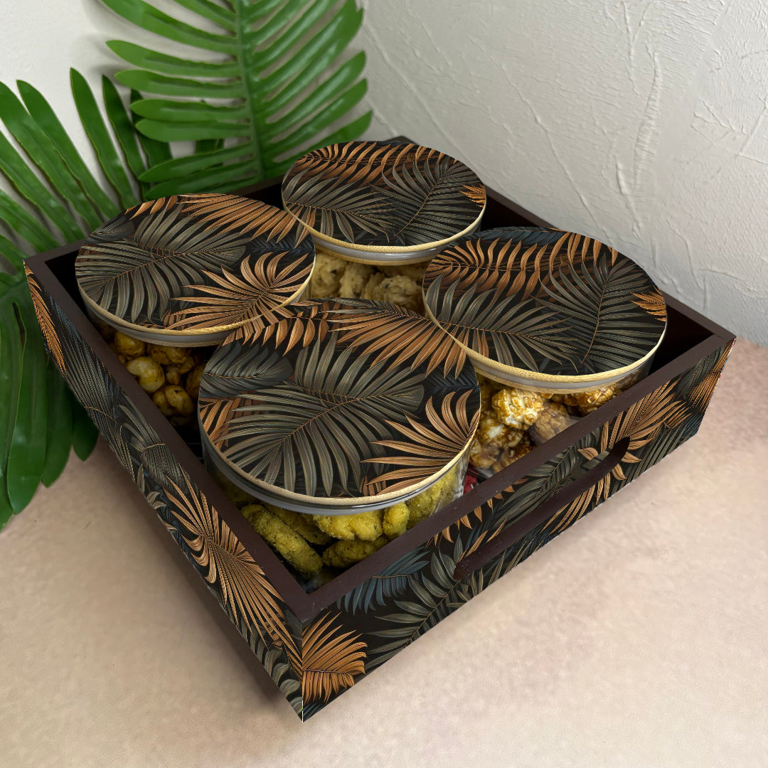 Jar Set : Glass Jars with Wooden Lid ( Round )