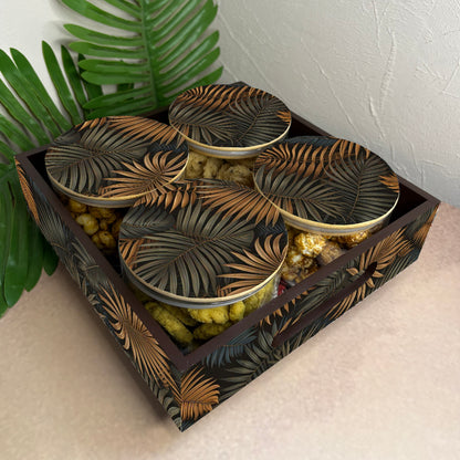 Jar Set : Glass Jars with Wooden Lid ( Round )