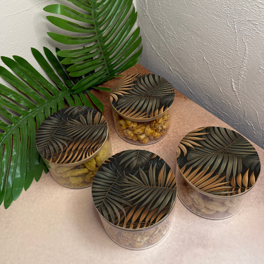 Jar Set : Glass Jars with Wooden Lid ( Round )