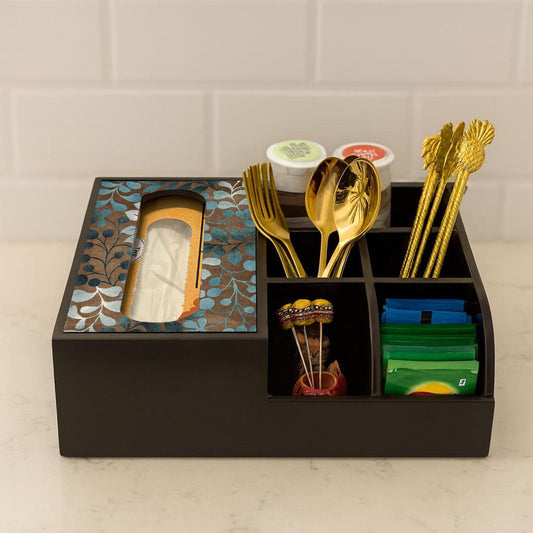 Multi Utility Organizer With Tissue Box Holder