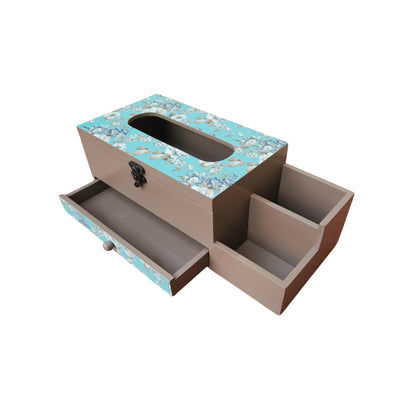 Multi Utility Organizer with Drawer & Tissue Box Holder