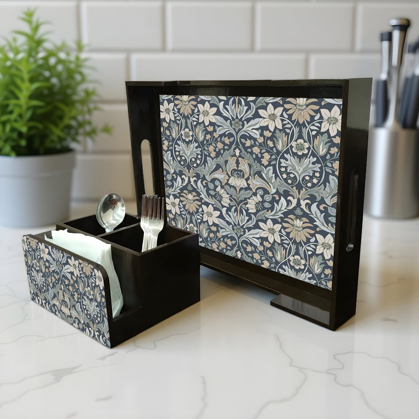 Combo - Serving Tray & Cutlery Holder