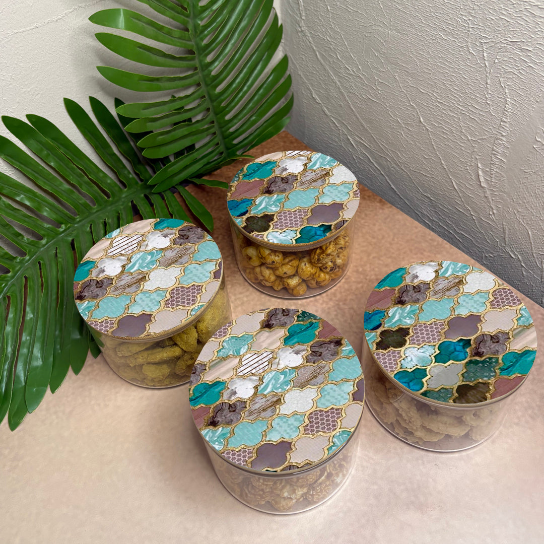 Jar Set : Glass Jars with Wooden Lid ( Round )