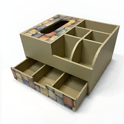 Multi Utility Organizer With Tissue Box/Drawer