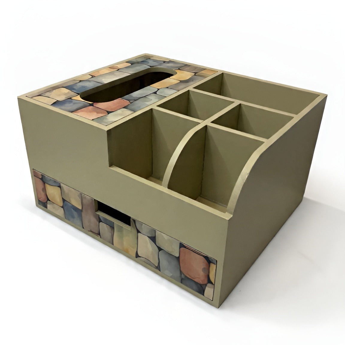 Multi Utility Organizer With Tissue Box/Drawer